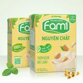 Hình ảnh 1 Hủ sữa đậu nành Fami Vinasoy nguyên chất ít ngọt 200ml