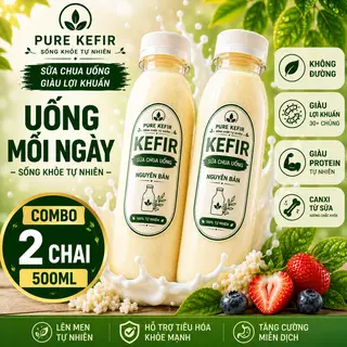 Hình ảnh Sữa Chua Kefir Không Đường Chua Dịu Dễ Uống - Combo 2 chai 500ml
