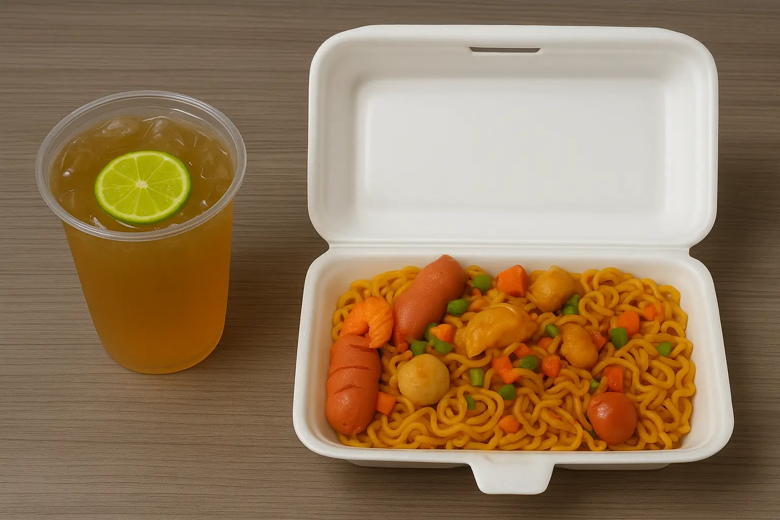 Hình ảnh Mì indomie thập cẩm 1 mì + trà tắc