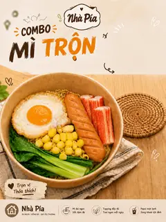 Hình ảnh Mì Trộn Trứng + Thanh Cua + Xúc Xích