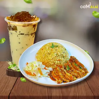 Hình ảnh combo Cơm GÀ sốt Teriyaki + Trà sữa Malai