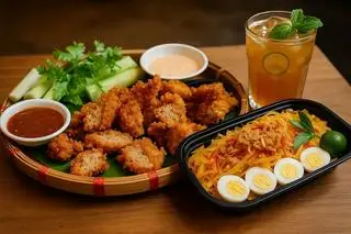 Hình ảnh Combo quên hết chuyện đời( 5 nem rán+ 1 trộn+ 1 trà)