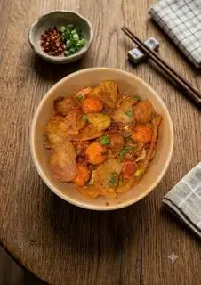 Hình ảnh Khoai trộn bò tôm viên