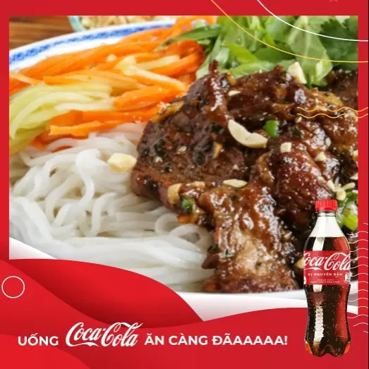 Hình ảnh Bún trộn thịt lợn nướng thơm + Coca