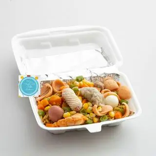 Hình ảnh mì trộn thập cẩm + trà đào