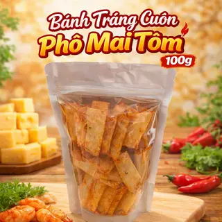 Hình ảnh (Túi 100gr) Bánh Tráng cuộn Phô Mai Tôm