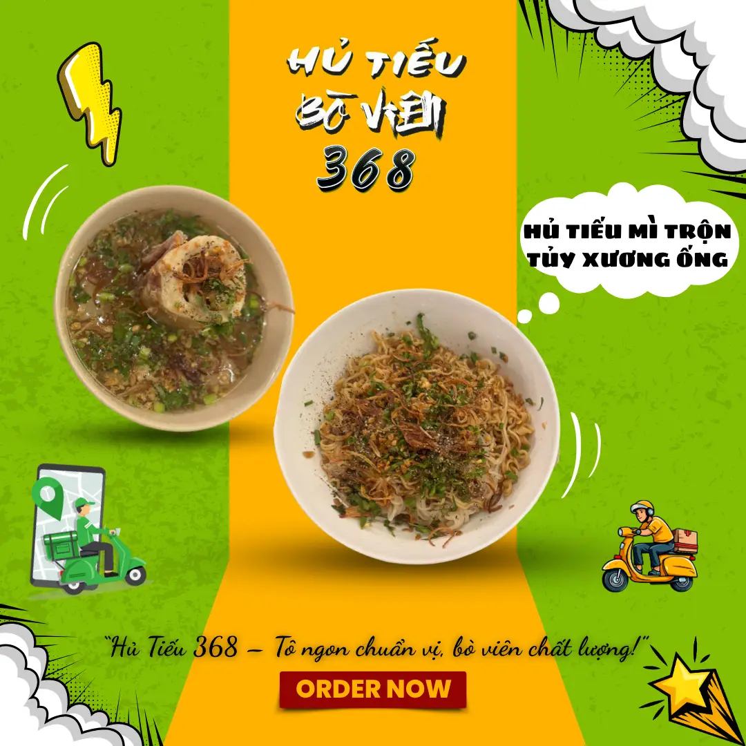 Hình ảnh Hủ Tiếu Mì Trộn Bò Viên Tuỷ Xương Ống