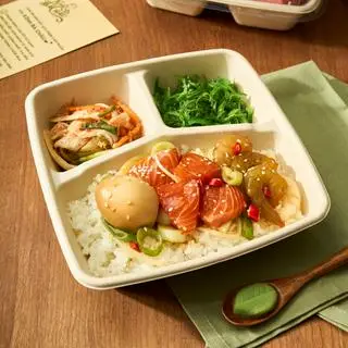 Hình ảnh Set C - Cơm Cá Hồi Nauy + Trứng + Tôm Ngâm Tương
