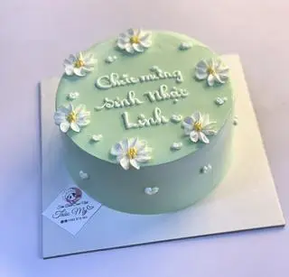 Hình ảnh bánh Kem Hàn Quốc  xanh pastel và hoa