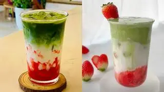 Hình ảnh Matcha latte dâu