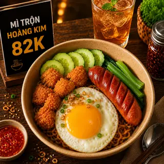 Hình ảnh Mì Trộn Hoàng Kim + Ly Nước Tự Chọn 235ml