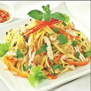 Hình ảnh gà bóp gỏi nguyên con + rau gỏi + cháo