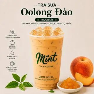 Hình ảnh Trà sữa oolong đào size M - 500 ml