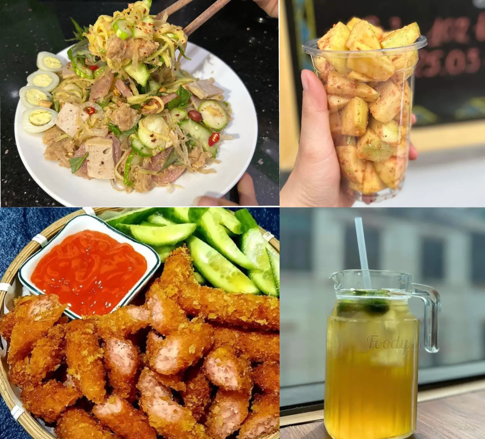 Hình ảnh Combo 4 (Tré trộn đặc biệt + 10 nem chua rán + Xoài dầm + trà tắc / chanh - tặng Phồng tôm)