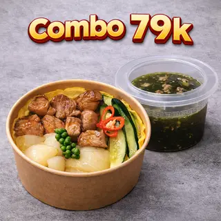 Hình ảnh Combo cơm bò sốt tiêu xanh+canh rong biển