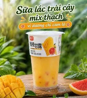 Hình ảnh Sữa Lắc Trái Cây Mix Thạch Vị Dương Chi Cam Lộ 400g Full Topping