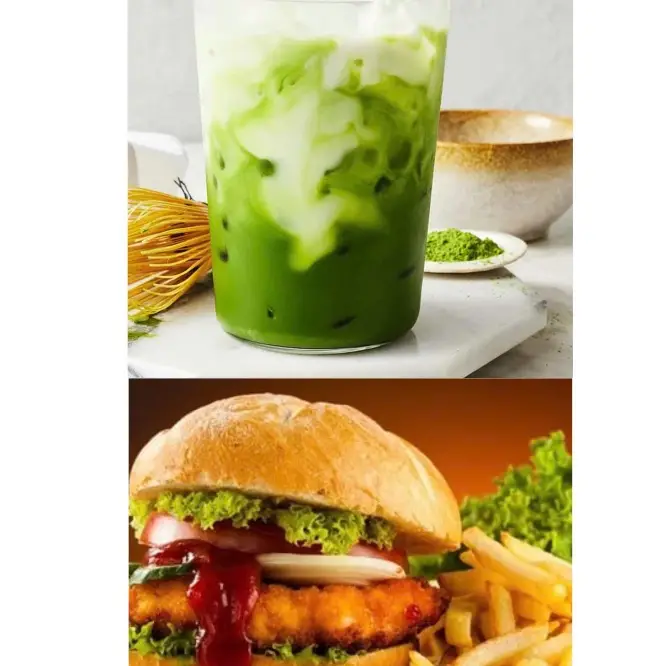 Hình ảnh HAMBURGER BÒ+MATCHA LATTE