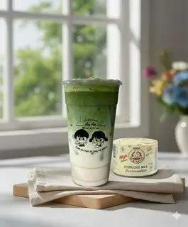 Hình ảnh Matcha latte- sữa gấu (size L) tặng trân châu 