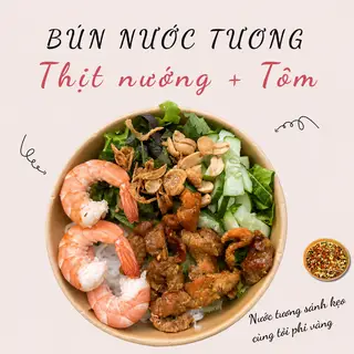 Hình ảnh Bún Nước Tương Thịt Nướng + Tôm (3 con)