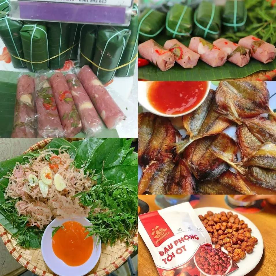 Hình ảnh COMBO 1 chục nem chua +1 Quả Nem thính+10 Nem vuông+5 con cá chỉ +1 lạc rang ớt tỏi+Gói 1 tương ớt mini