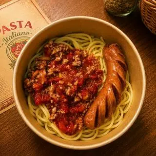 Hình ảnh Mì Ý (Spaghetti) Bò Băm, Xúc Xích Đức Xông Khói