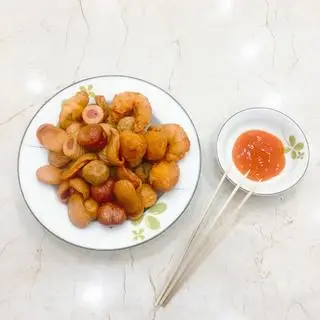 Hình ảnh Set Viên Chiên Khổng Lồ + 1 Trà Bí Đao Hạt Chia Full Topping