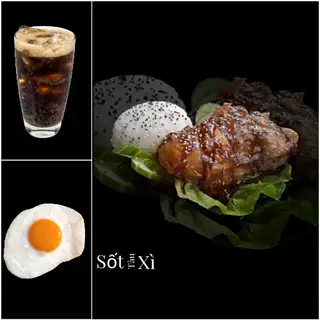 Hình ảnh Cơm Gà Sốt Tàu Xì+Trứng Cháy Cạnh+Nước Ngọt Tươi