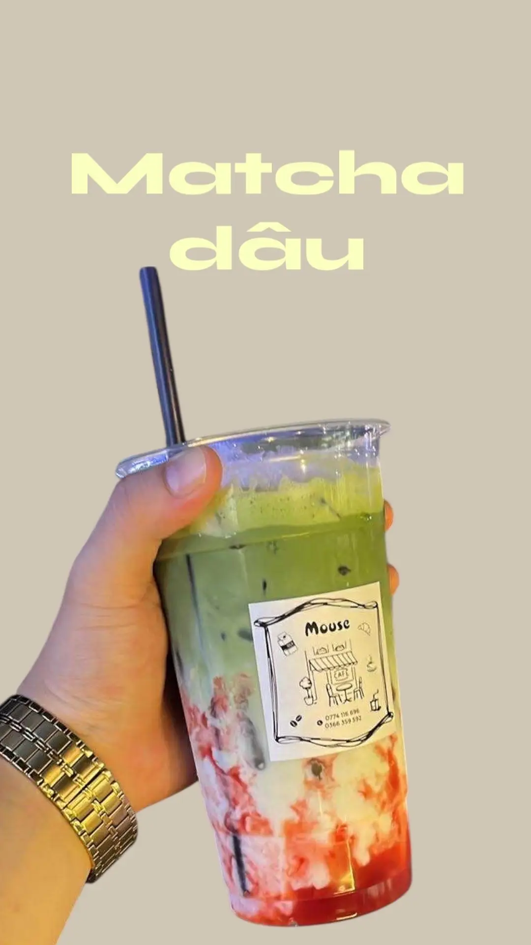 Hình ảnh Matcha latte dâu