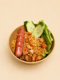 Hình ảnh Mì trộn phô mai tóp mỡ xúc xích
