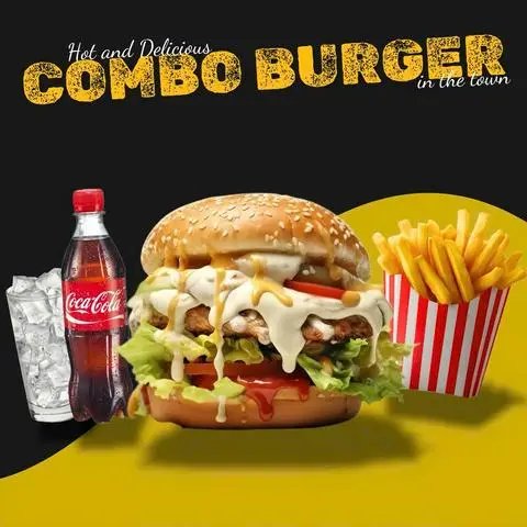 Hình ảnh Burger gà + Khoai tây chiên + Coca chai + Ly đá
