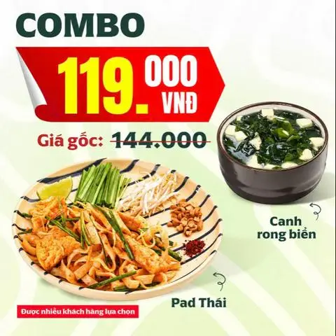 Hình ảnh Combo Pad Thái + Canh rong biển Nhật