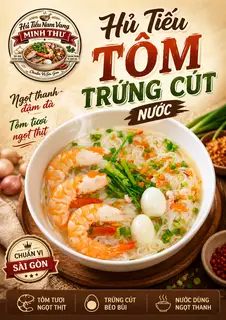Hình ảnh Hủ Tiếu Tôm Trứng Cút Nước 