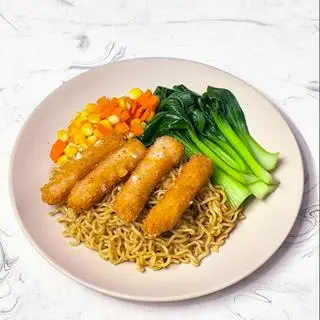 Hình ảnh Mì trộn nem chua rán 