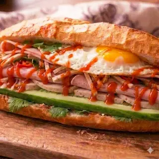 Hình ảnh bánh mì chả trứng