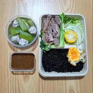 Hình ảnh Cơm gạo lứt thịt Dê hấp sả
