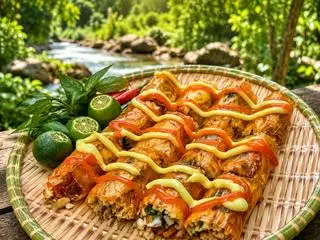 Hình ảnh bánh tráng cuộn trứng + da heo thơm ngon 