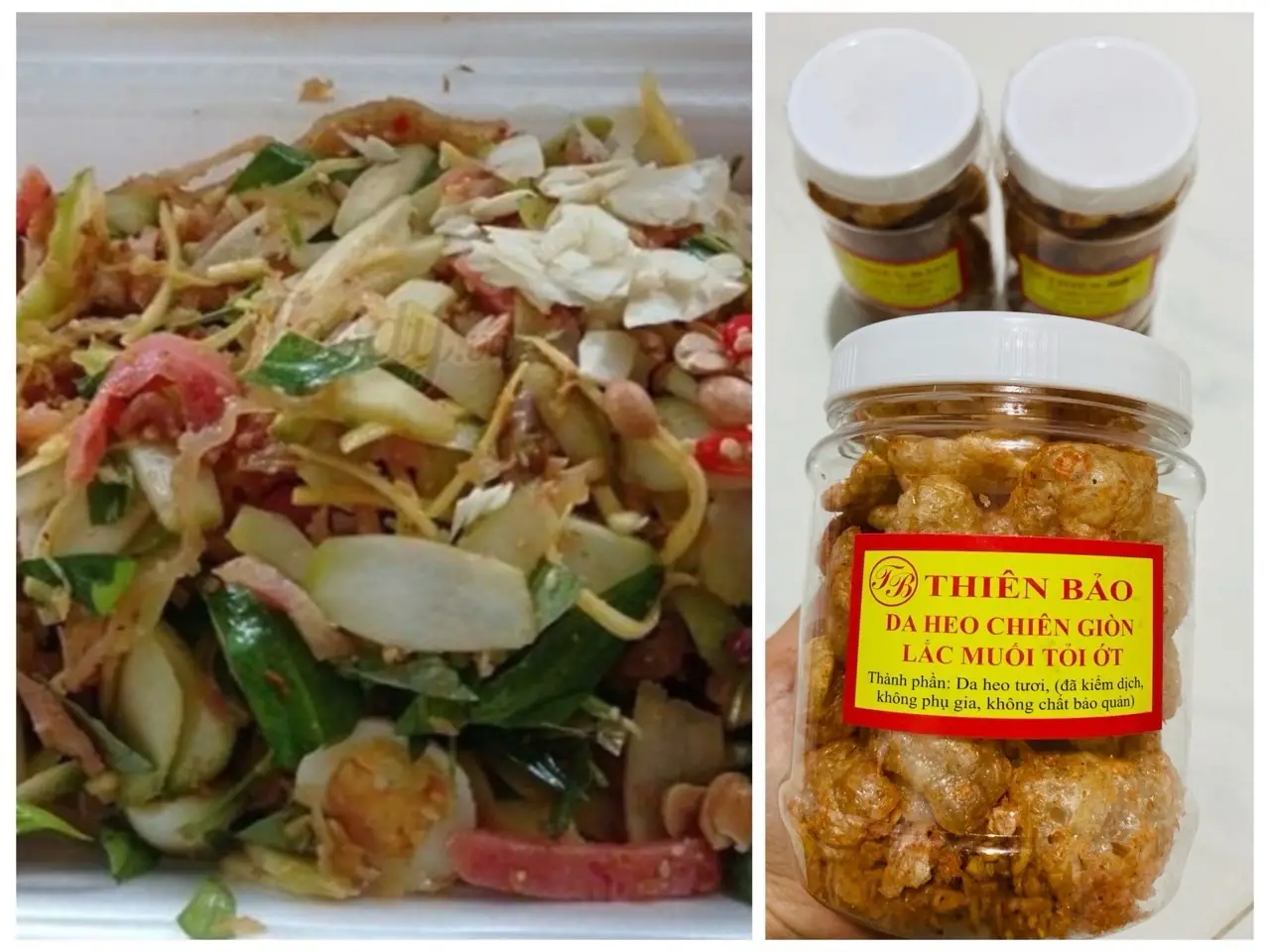 Hình ảnh Combo 1 tré trộn siêu to khổng lồ + 1 da heo chiên giòn lắc muối ớt tỏi tặng 1 nước ngọt và 2 bánh phồng