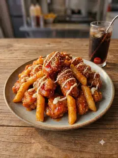 Hình ảnh Gà viên tokbokki sốt chua ngọt + coca