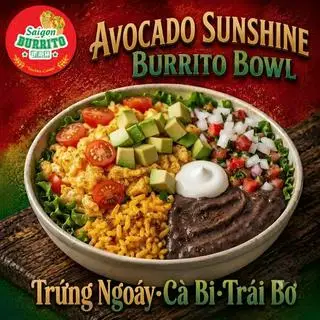 Hình ảnh Avocado Sunshine Burrito Bowl | Trứng Ngoáy • Cà Bi & Trái Bơ
