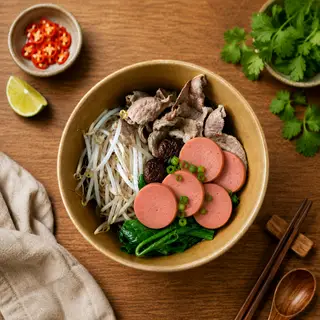 Hình ảnh Mì trộn bò - xúc xích chua cay