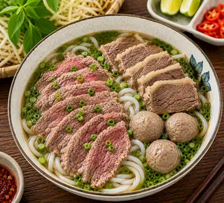 Hình ảnh Bún Bò Tái Nạm Bò Viên