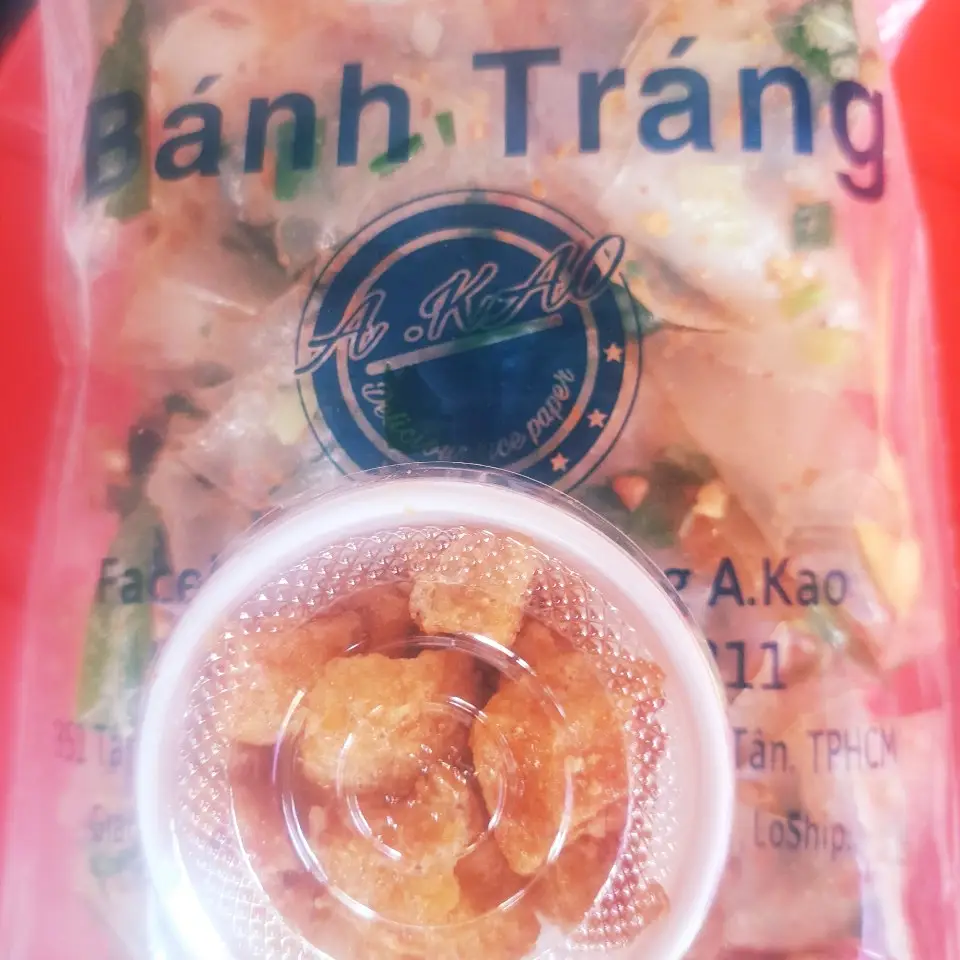Hình ảnh COMBO Bánh Tráng Dẻo Hành Tỏi + 1 Hủ Top mỡ Da Giòn Gim Mắm Tỏi Cay