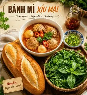 Hình ảnh Bánh mì xíu mại chén 3 viên