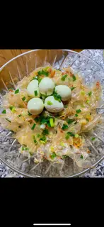 Hình ảnh Bánh tráng phơi sương trộn mỡ hành trứng cút