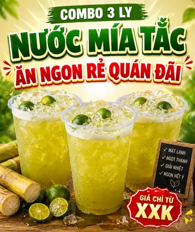 Hình ảnh combo 3 ly nước Mía tắc khổng lồ ly 800ml