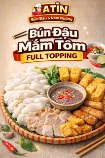 Hình ảnh bún đậu đầy đủ tặng 1 coca
