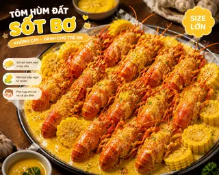 Hình ảnh Size  Lớn - Tôm Hùm Đất Sốt Bơ Không Cay Phù Hợp Bé Nhỏ - Bắp