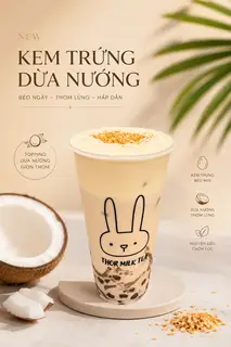 Hình ảnh Trà sữa kem trứng dừa nướng