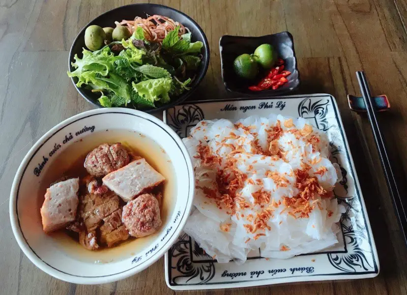 Hình ảnh Bún chấm chả nướng + chả quế