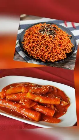 Hình ảnh Combo mỳ cay khô + kim chi HQ + 1 phần bánh gạo chiên sốt cay